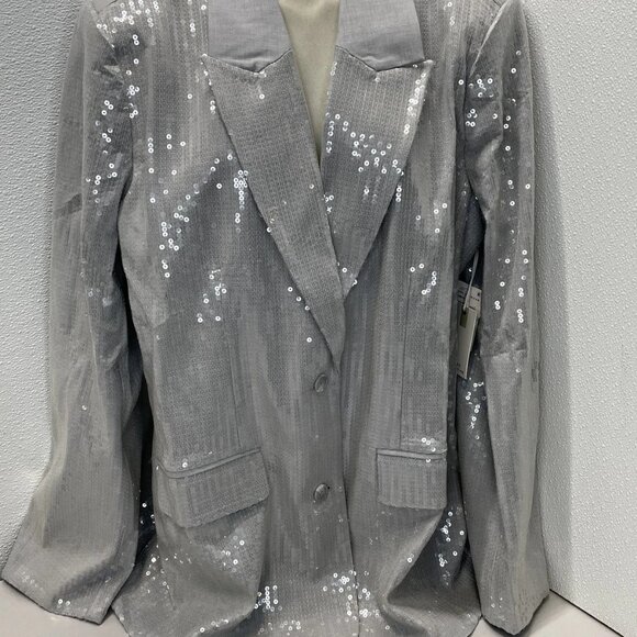Good American Women’s Oversized Sequined Blazer Size 2XL Grey - Picture 1 of 7
